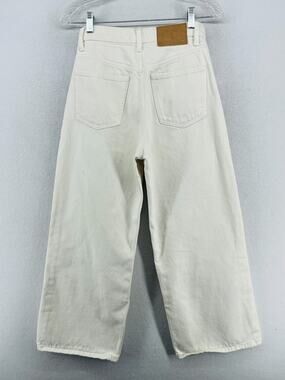 ZARA Jeans Womens 2 Denim Wide Leg High Rise Relaxed Fit Cotton Off White